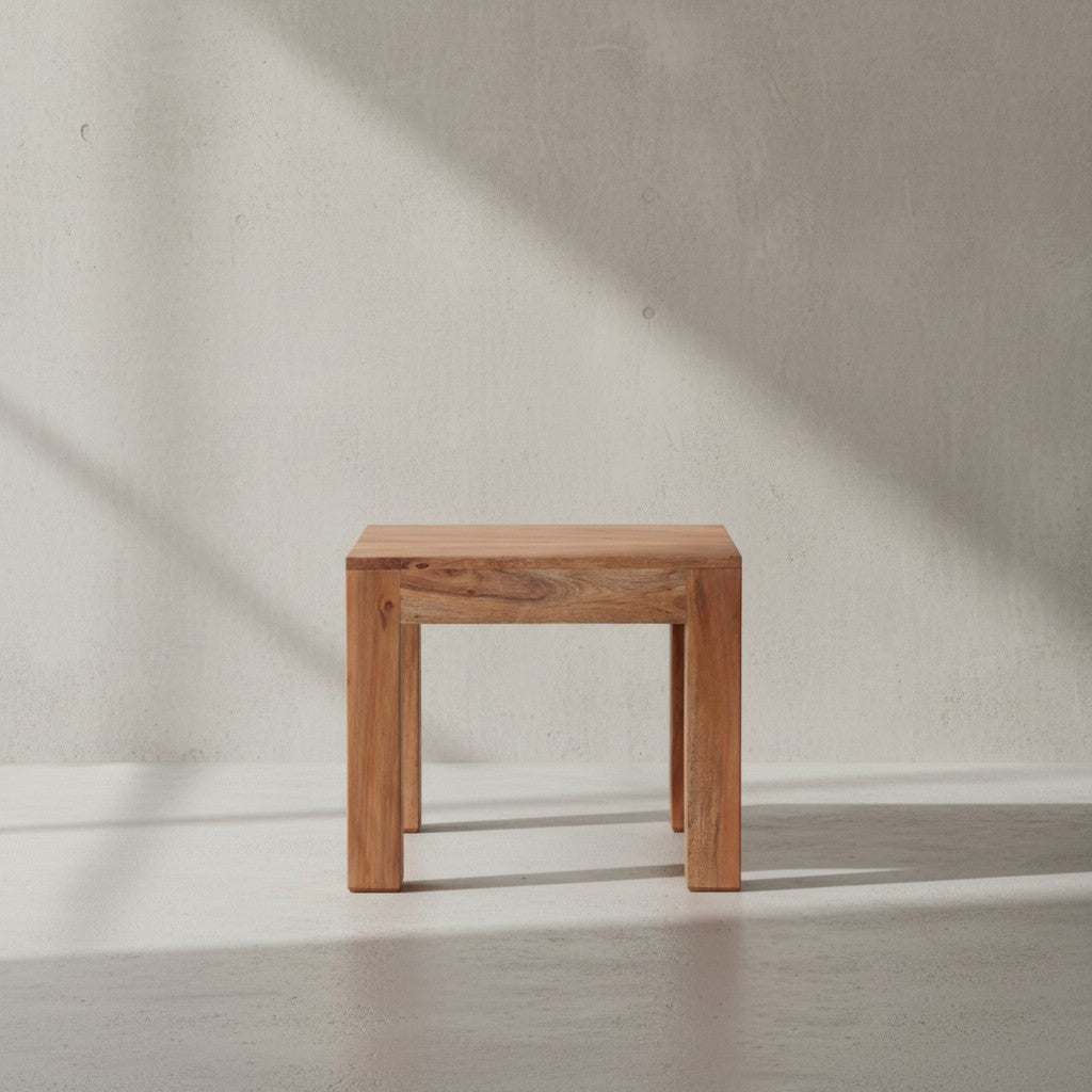 Massivholz-Tisch NAKO_ Handgefertigt_ 45x40x45 cm_ Sheeshamholz_ 50kg Belastbarkeit - KADIMA DESIGN_Farbe_ Beige_ Größe_ 45x45x40 cm_