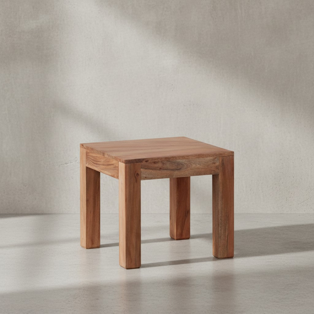 Massivholz-Tisch NAKO_ Handgefertigt_ 45x40x45 cm_ Sheeshamholz_ 50kg Belastbarkeit - KADIMA DESIGN_Farbe_ Beige_ Größe_ 45x45x40 cm_
