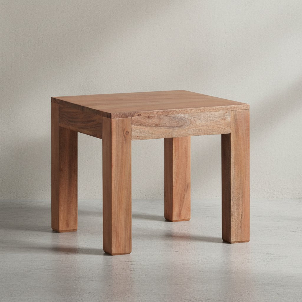 Massivholz-Tisch NAKO_ Handgefertigt_ 45x40x45 cm_ Sheeshamholz_ 50kg Belastbarkeit - KADIMA DESIGN_Farbe_ Beige_ Größe_ 45x45x40 cm_