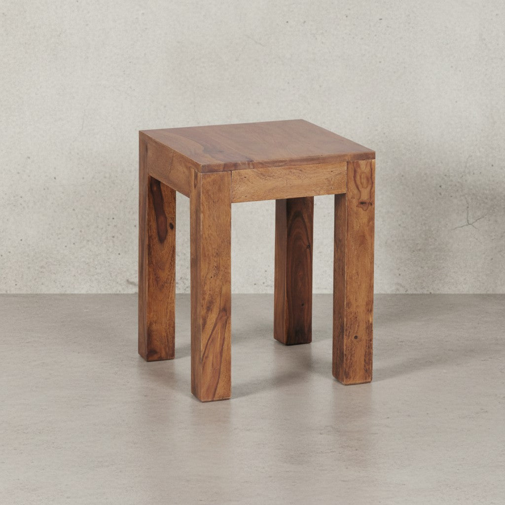 Massivholz-Tisch NAKO  Handgefertigt  45x40x45 cm  Sheeshamholz  50kg Belastbarkeit - KADIMA DESIGN Farbe  Braun  Größe  35x35x45 cm