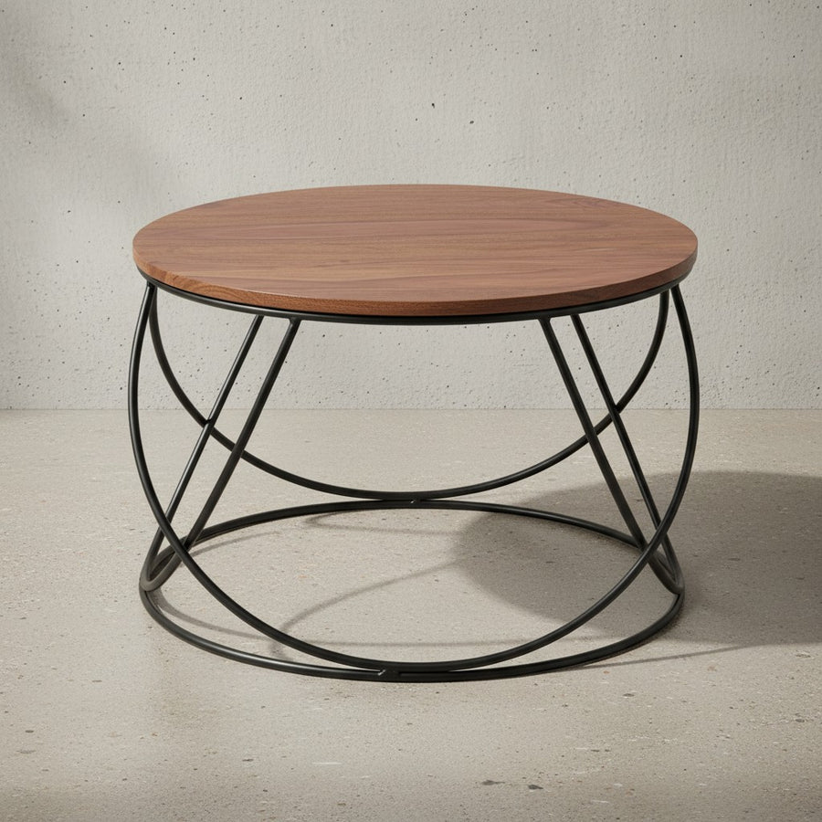 Industrieller Couchtisch aus handgefertigtem Sheesham-Massivholz_ Wohnzimmer-Trend - KADIMA DESIGN_Größe_ 60x60x40 cm_