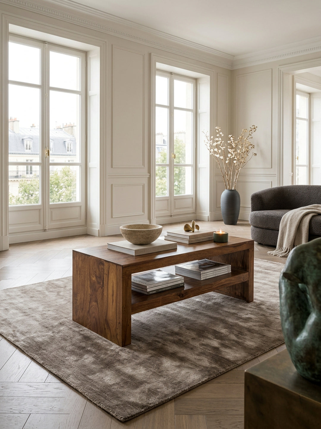 Sheesham Massiv Couchtisch_ Modern_ orientalisches Flair_ 110x45x45 cm_ Handgefertigt - KADIMA DESIGN_Größe_ 110x45x45 cm_