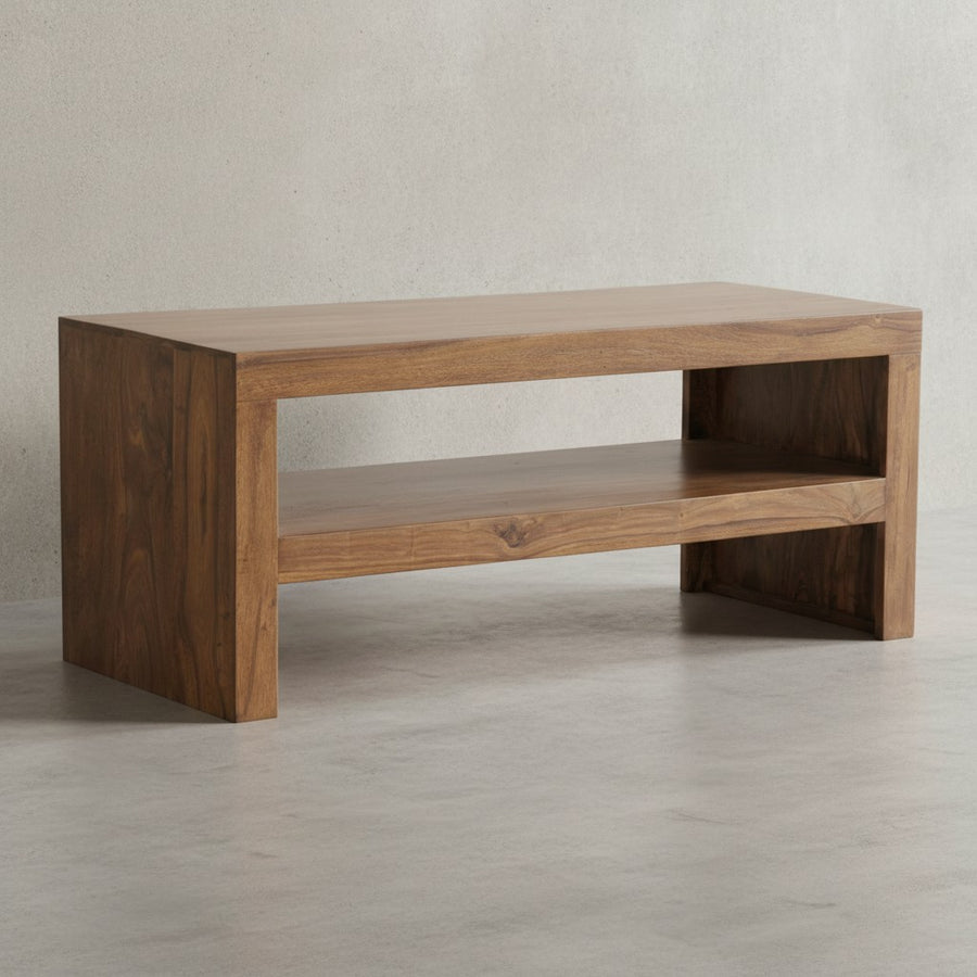 Sheesham Massiv Couchtisch_ Modern_ orientalisches Flair_ 110x45x45 cm_ Handgefertigt - KADIMA DESIGN_Größe_ 110x45x45 cm_