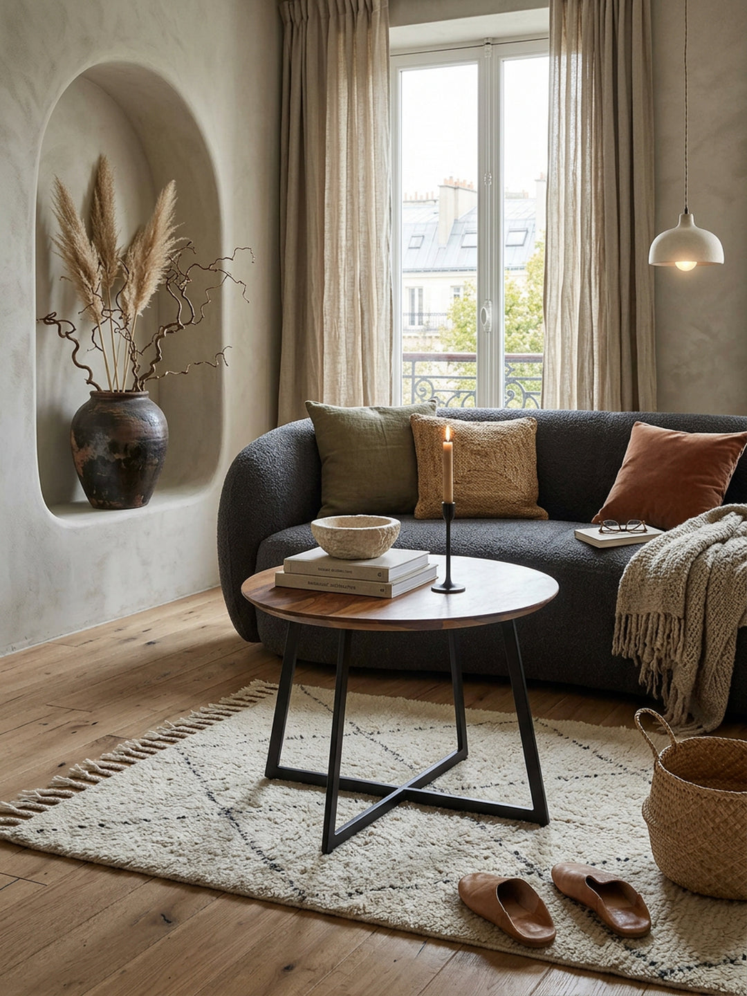 Haim-Couchtisch aus massivem Sheesham-Holz_ Rund_ Modernes Design_ 60x60x45 cm - KADIMA DESIGN_Größe_ 60x60x45 cm_