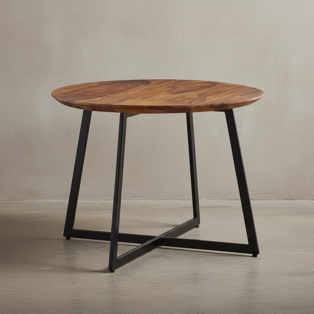 Haim-Couchtisch aus massivem Sheesham-Holz_ Rund_ Modernes Design_ 60x60x45 cm - KADIMA DESIGN_Größe_ 60x60x45 cm_