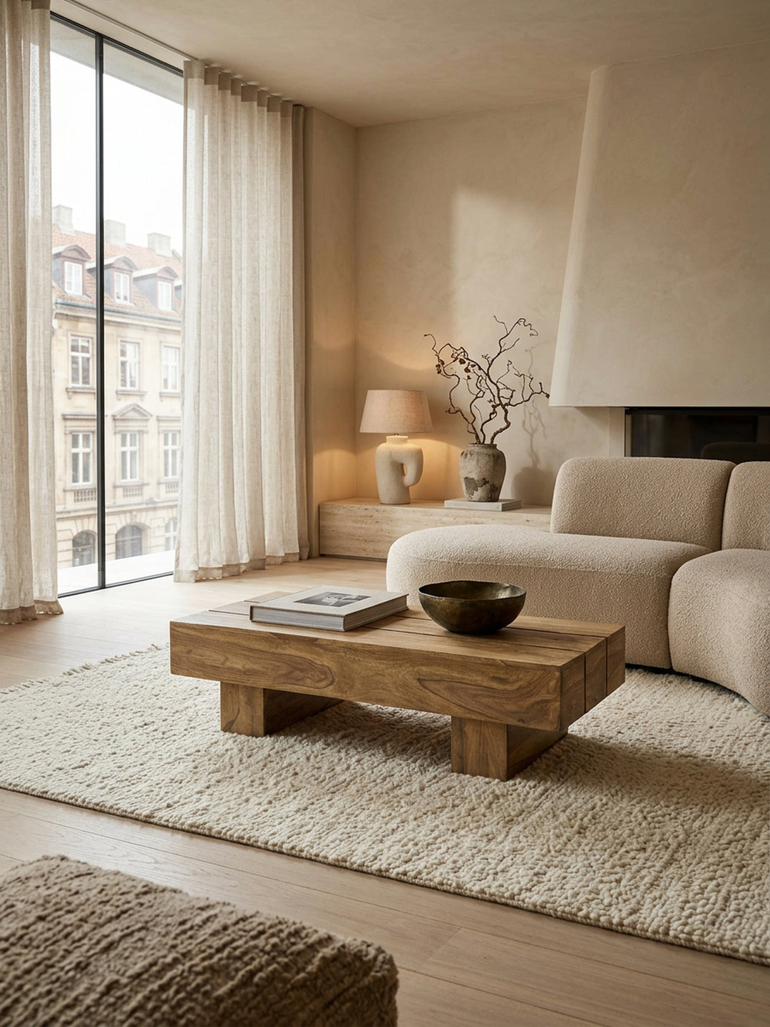 Massivholz Couchtisch SAAR_ 120x45 cm_ Akazien-/Sheeshamholz_ handgefertigt_ pflegeleicht - KADIMA DESIGN_Farbe_ Beige_ Größe_ 120x45x30 cm_