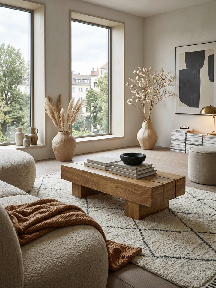 Massivholz Couchtisch SAAR_ 120x45 cm_ Akazien-/Sheeshamholz_ handgefertigt_ pflegeleicht - KADIMA DESIGN_Farbe_ Beige_ Größe_ 120x45x30 cm_