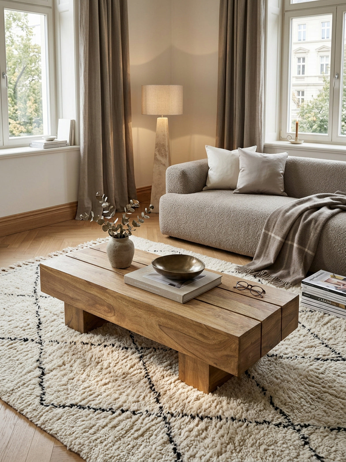 Couchtisch Massivholz Rechteckig Handgefertigt Wohnzimmer – Kadima Design