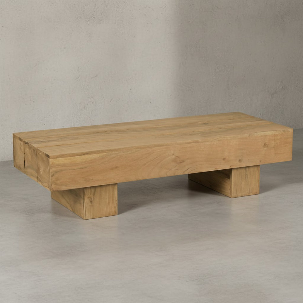 Massivholz Couchtisch SAAR_ 120x45 cm_ Akazien-/Sheeshamholz_ handgefertigt_ pflegeleicht - KADIMA DESIGN_Farbe_ Beige_ Größe_ 120x45x30 cm_