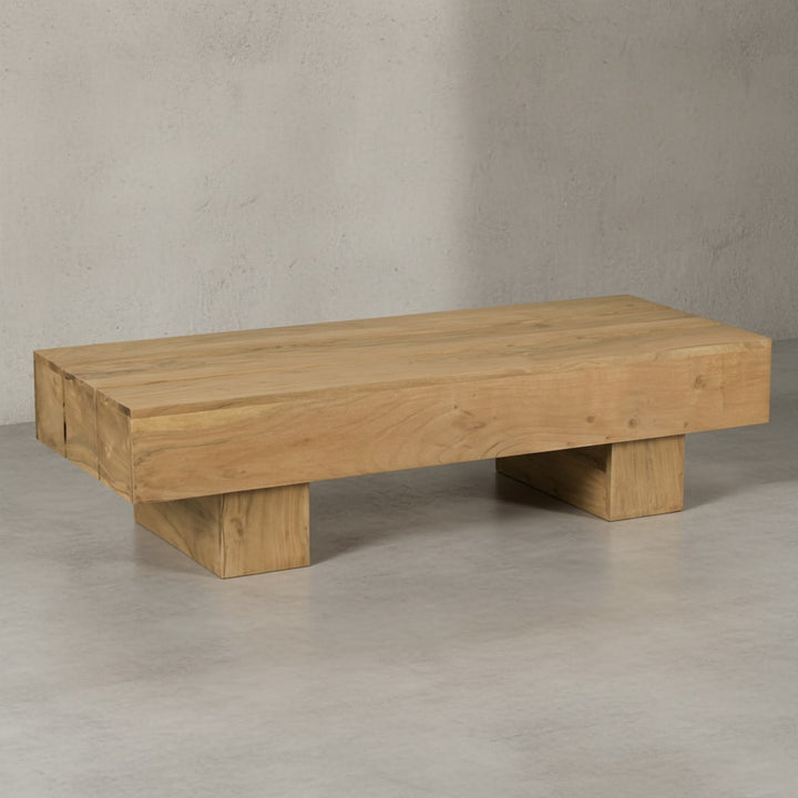 Massivholz Couchtisch SAAR_ 120x45 cm_ Akazien-/Sheeshamholz_ handgefertigt_ pflegeleicht - KADIMA DESIGN_Farbe_ Beige_ Größe_ 120x45x30 cm_