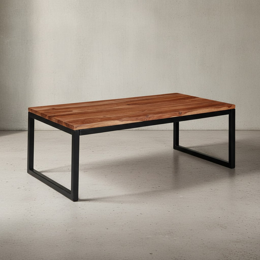 Industrie-Stil Couchtisch aus massivem Sheesham-Holz_ Unikat mit stilvoller Maserung - KADIMA DESIGN_Größe_ 110x60x40 cm_