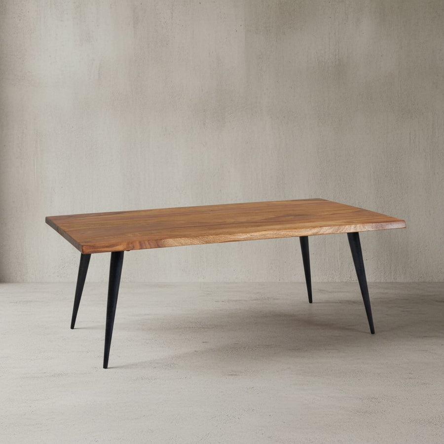 Sheesham Couchtisch_ Massivholz_ Baumkante_ Metallgestell_ 110x60x40 cm_ Handgefertigt mit Schutzlack - KADIMA DESIGN_Größe_ 110x60x40 cm_