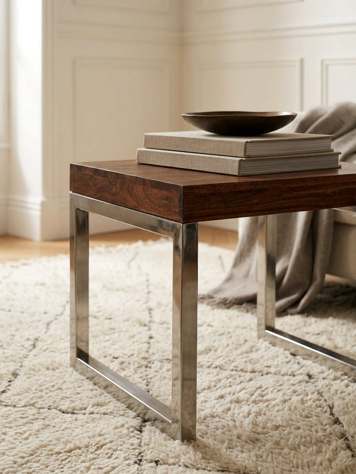 Moderner Wohnzimmertisch mit Massivholzplatte und stabilem Metallrahmen im Industrie-Stil – KADIMA DESIGN