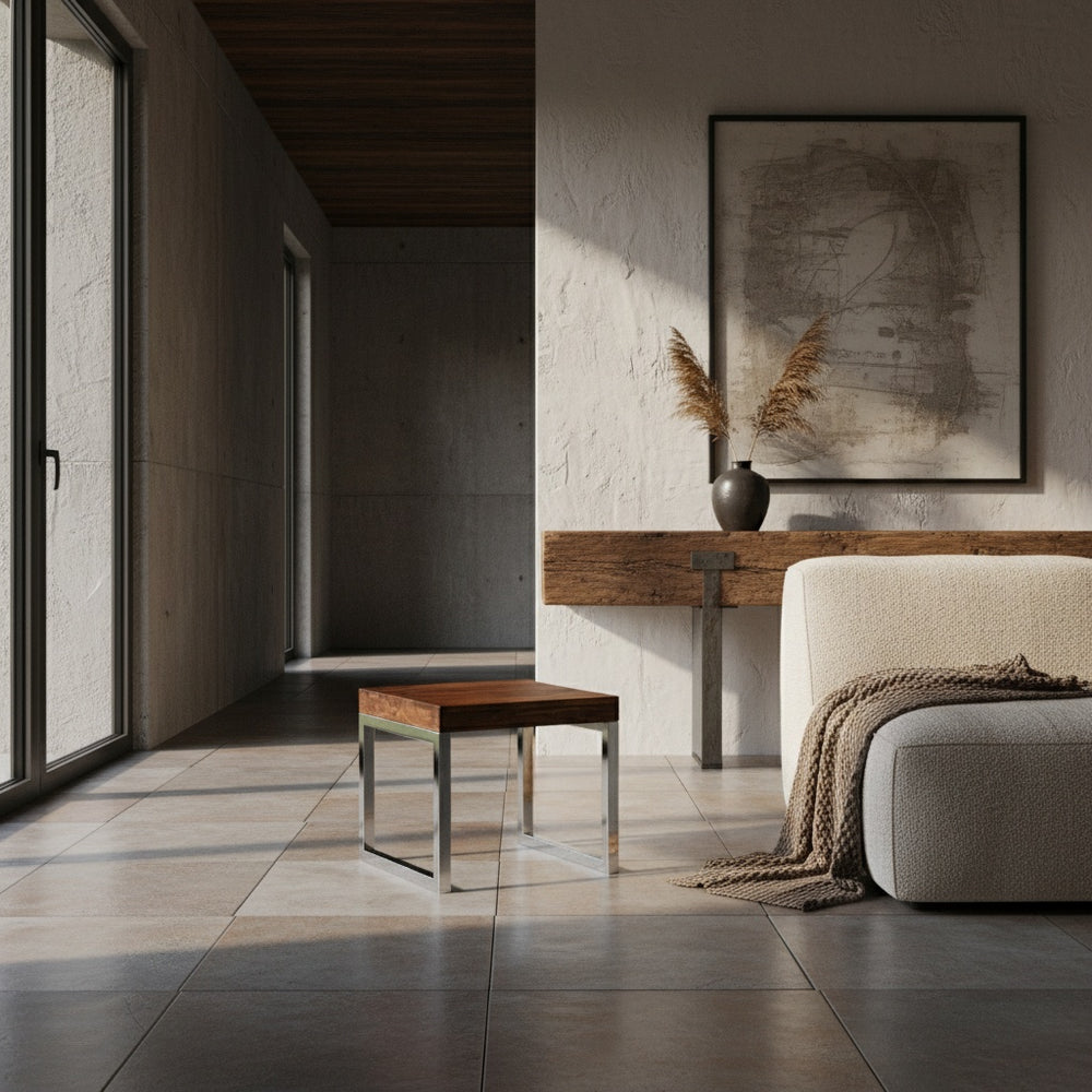 Moderner Wohnzimmertisch mit Massivholzplatte und stabilem Metallrahmen im Industrie-Stil – KADIMA DESIGN_