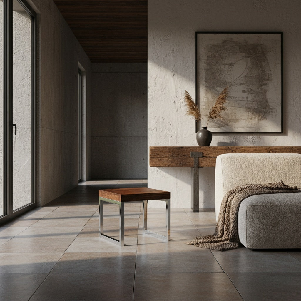 Moderner Wohnzimmertisch mit Massivholzplatte und stabilem Metallrahmen im Industrie-Stil – KADIMA DESIGN
