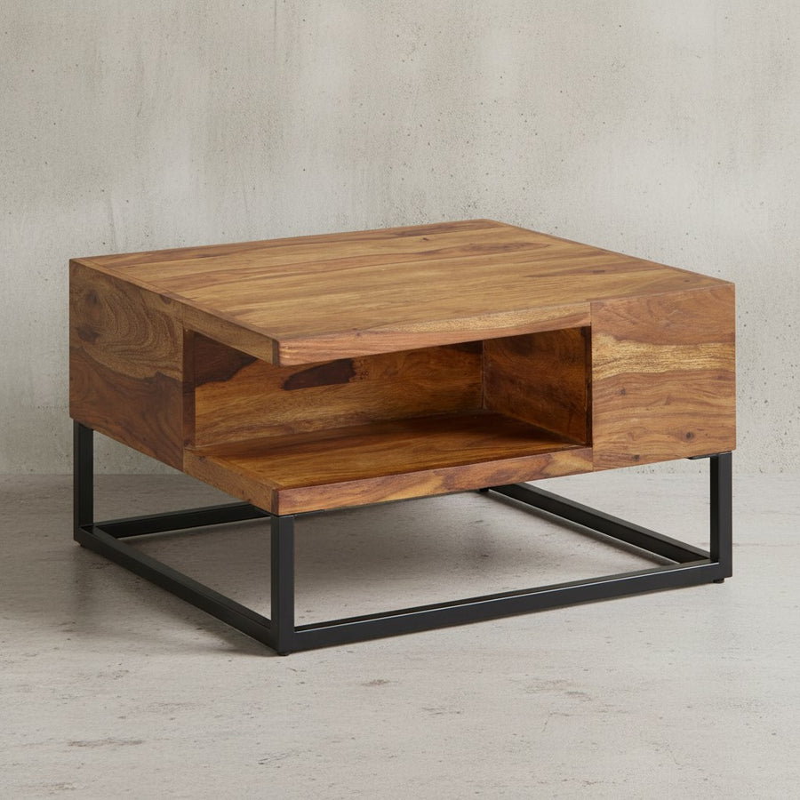 Sofatisch_ Sheeshamholz_ Staufach_ 60x60x34_5 cm_ Industrial-Design - KADIMA DESIGN_Größe_ 60x60x35 cm_