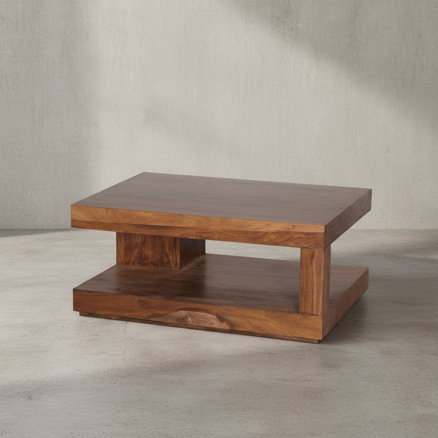 Sheesham Massivholz Couchtisch_ 90x60 cm_ Einzigartige Maserung_ 30 kg Belastbar - KADIMA DESIGN_Größe_ 90x60x40 cm_