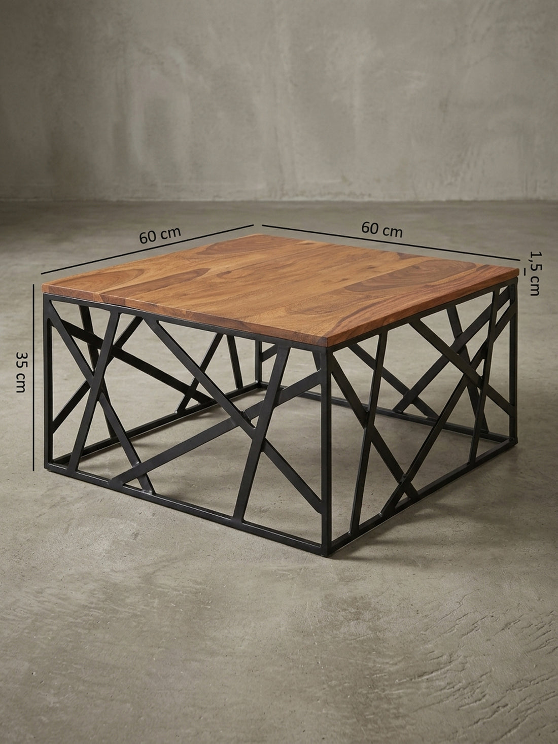 Couchtisch Industrial Sheesham Massivholz – Stabil & Robust – Kadima Design