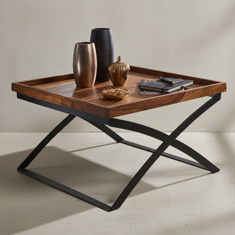 Quadratischer Couchtisch im Industrial-Stil_ Sheesham &amp; Eisen_ 63x39x63 cm - KADIMA DESIGN_Größe_ 63x63x39 cm_