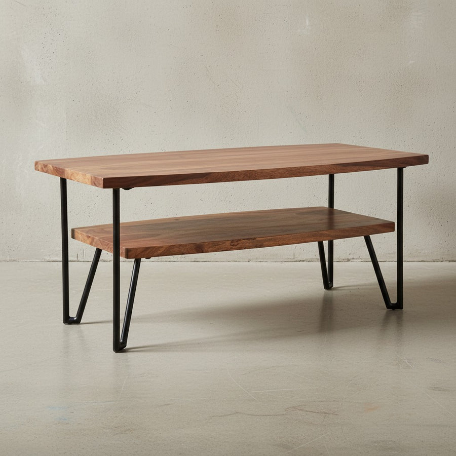 Couchtisch im Industrial-Style aus Sheesham Massivholz und Metall_ 90x50x40 cm – KADIMA DESIGN_Größe_ 90x50x40 cm_