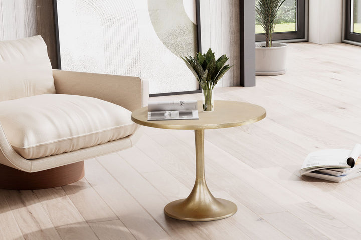 Couchtisch Klein Gold Metall Rund 60x60x46,5 cm Modern