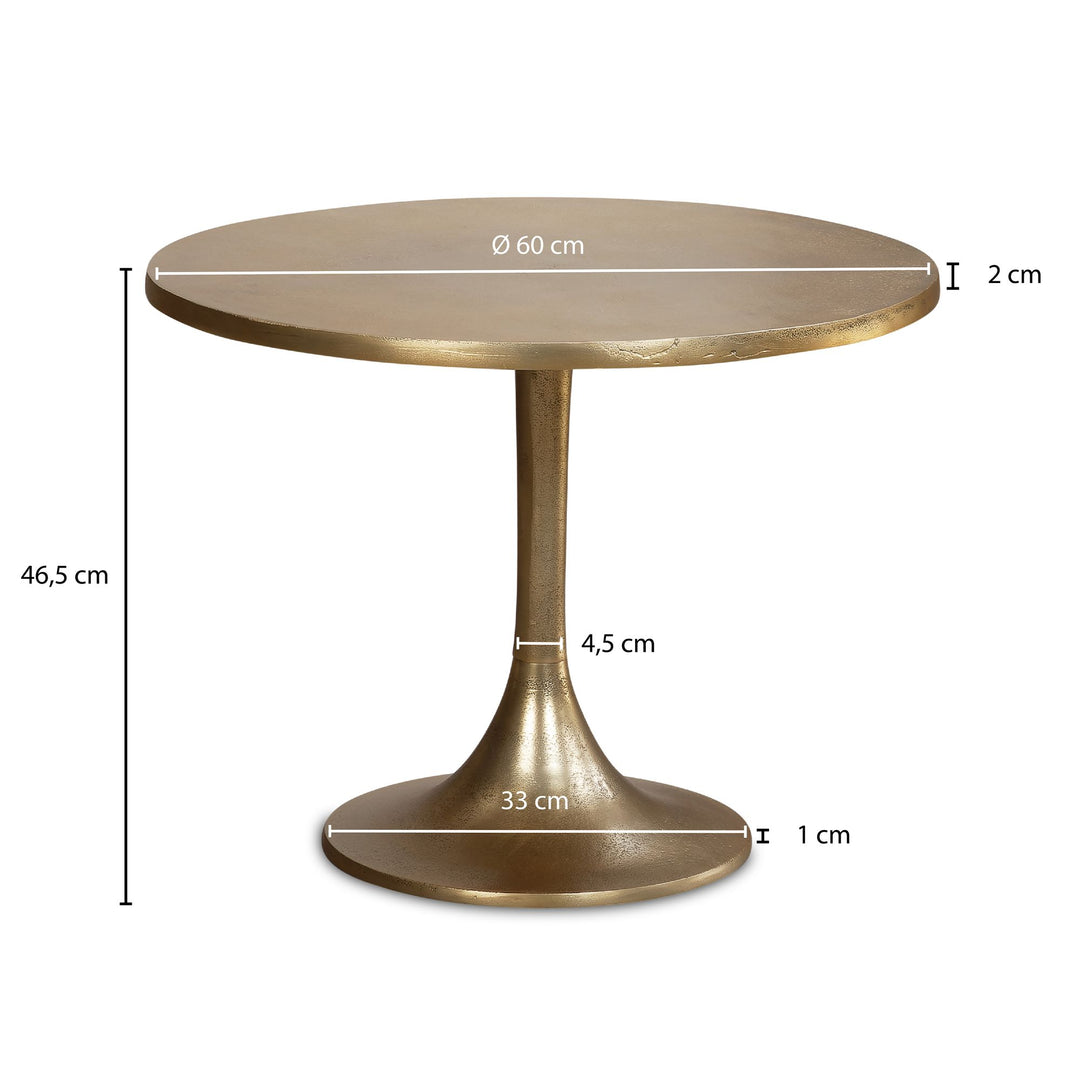 Couchtisch Klein Gold Metall Rund 60x60x46,5 cm Modern