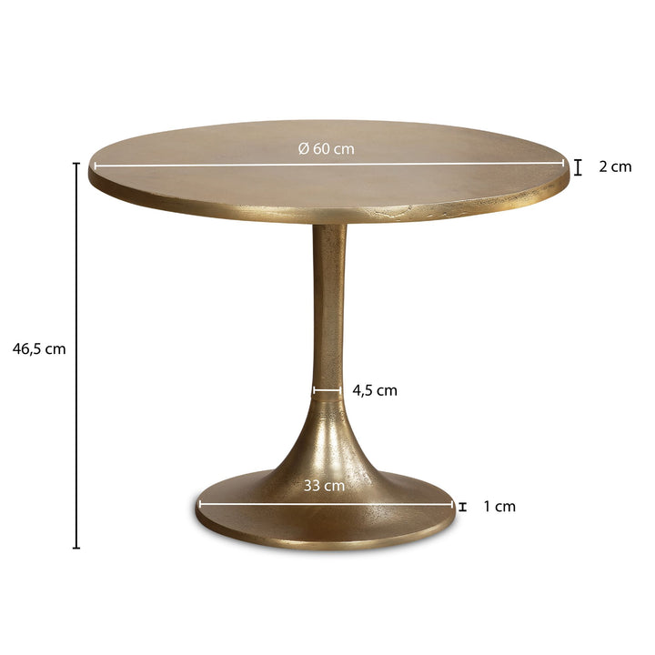 Couchtisch Klein Gold Metall Rund 60x60x46,5 cm Modern