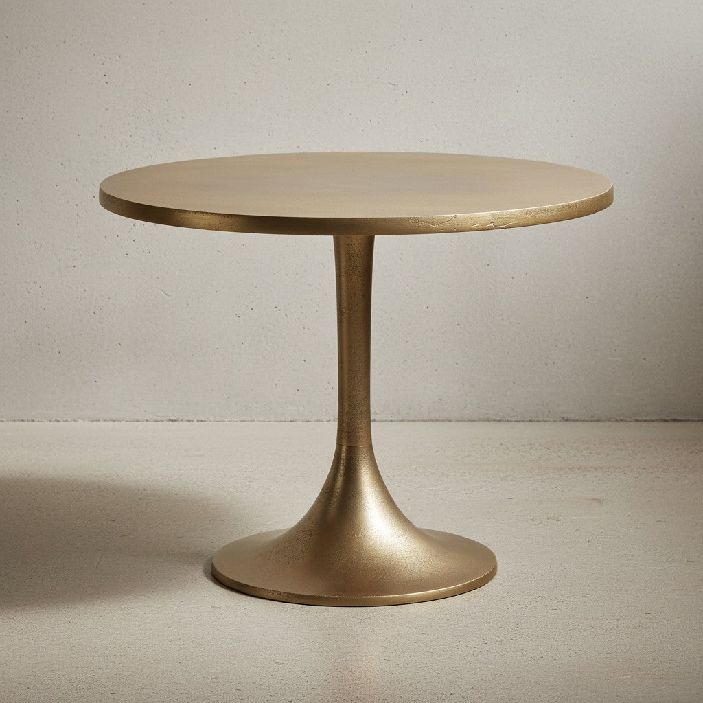 Couchtisch Metall Gold 60x60x46-5 cm Sofatisch Aluminium - Design Wohnzimmertisch Rund - Kleiner Kaffeetisch Modern - Beistelltisch Anstelltisch Wohnzimmer_