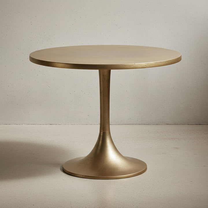 Couchtisch Metall Gold 60x60x46-5 cm Sofatisch Aluminium - Design Wohnzimmertisch Rund - Kleiner Kaffeetisch Modern - Beistelltisch Anstelltisch Wohnzimmer_