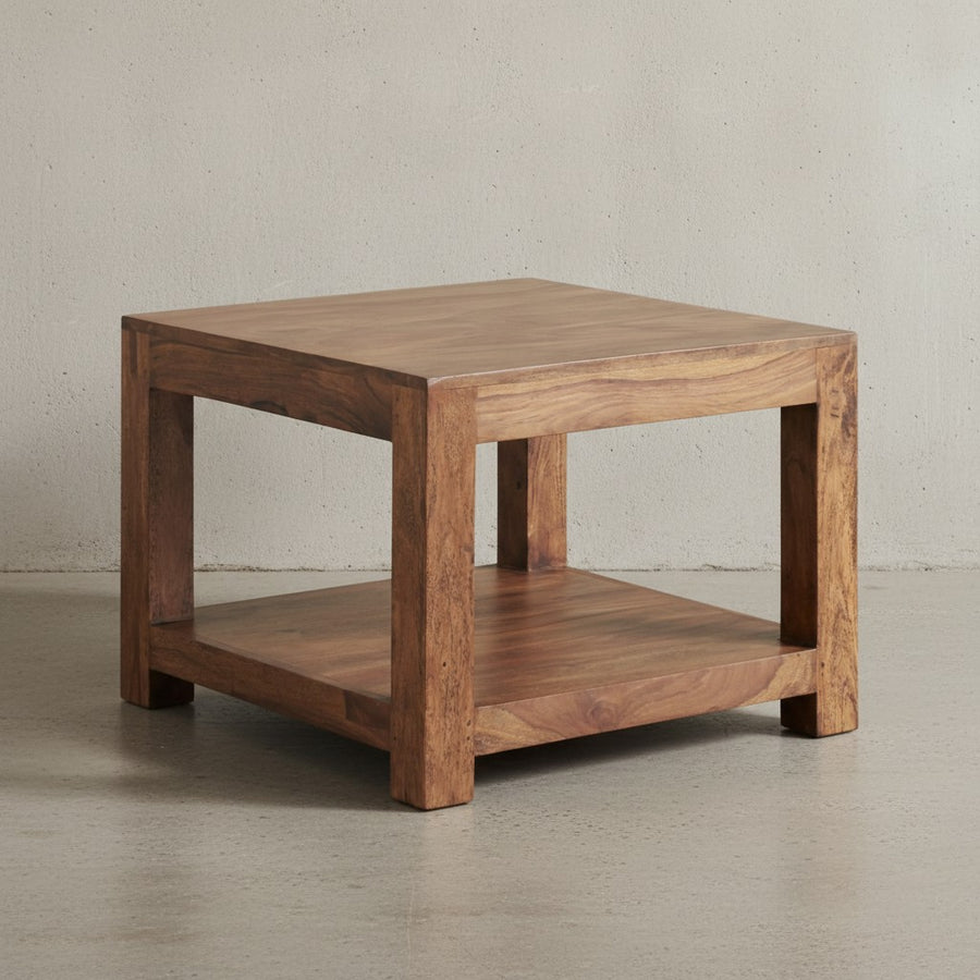 Couchtisch NAKO Massivholz_ Landhausstil_ Ablagefach_ robust_ pflegeleicht - KADIMA DESIGN_Farbe_ Braun_ Größe_ 60x60x45 cm_