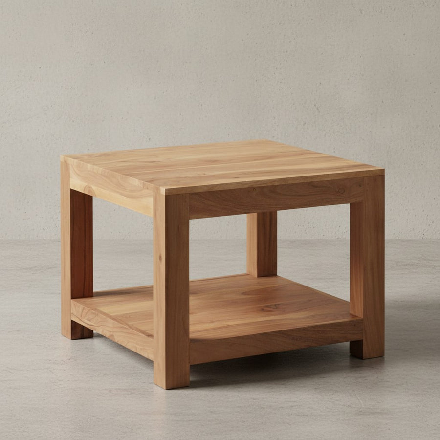 Couchtisch NAKO Massivholz_ Landhausstil_ Ablagefach_ robust_ pflegeleicht - KADIMA DESIGN_Farbe_ Beige_ Größe_ 60x60x45 cm_