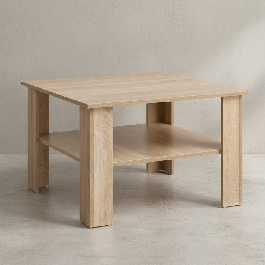 Couchtisch NIDDA Holz_ Sonoma Eiche_ Melaminharzbeschichtung_ kratzfest_ Ablagefläche_ 60 kg Belastbarkeit - KADIMA DESIGN_Farbe_ Beige_ Größe_ 60x60x42 cm_