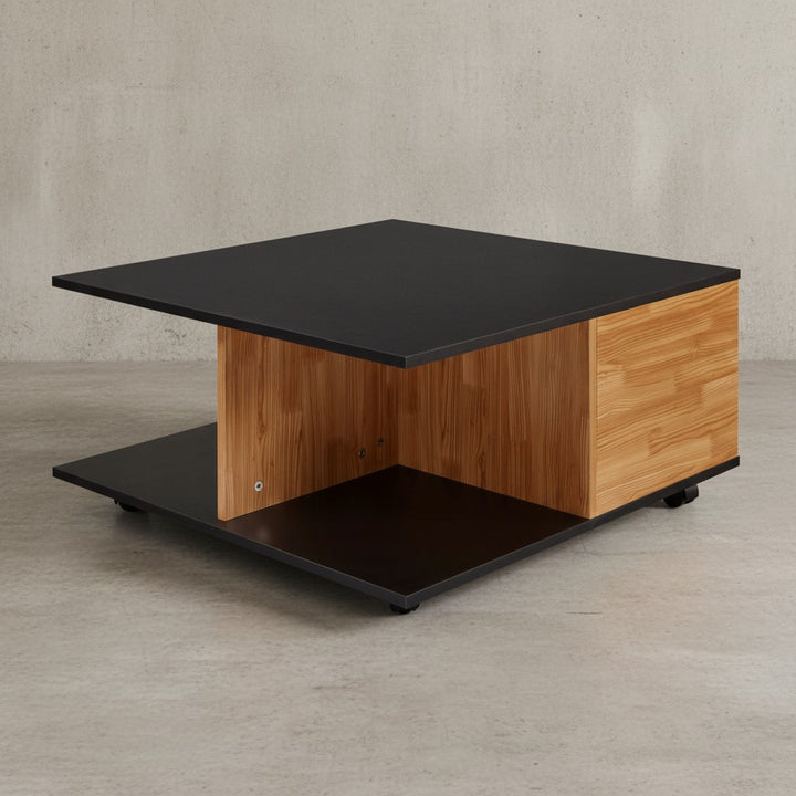 Couchtisch RAPIDO_ 70x70x36_5 cm_ 2 Schubladen_ Rollen_ Melaminharzbeschichtung_ Weiß/Anthrazit - KADIMA DESIGN_Farbe_ Anthrazit_ Größe_ 70x70x36 cm_