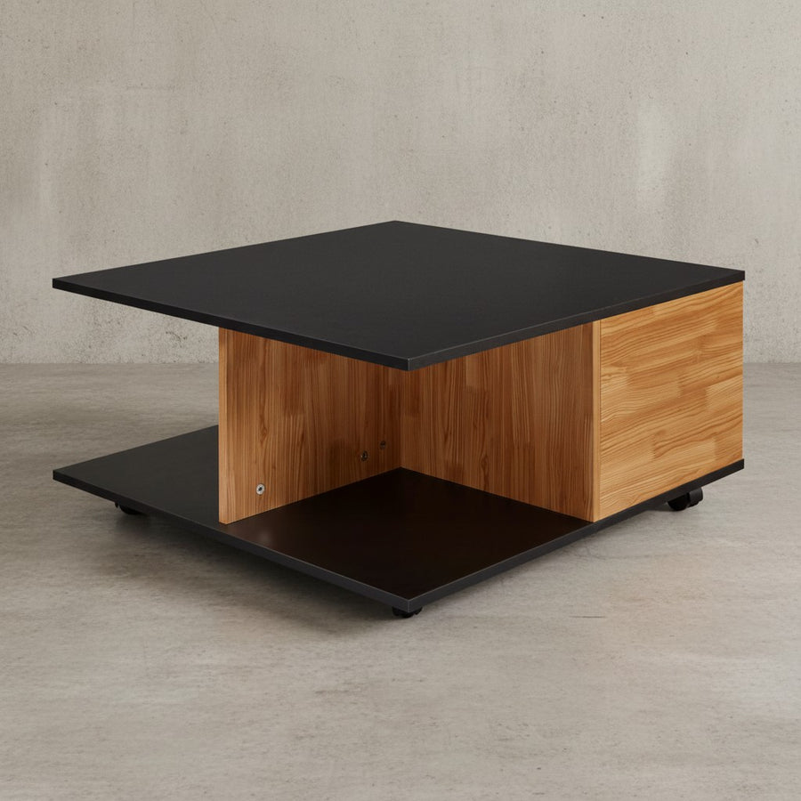 Couchtisch RAPIDO_ 70x70x36_5 cm_ 2 Schubladen_ Rollen_ Melaminharzbeschichtung_ Weiß/Anthrazit - KADIMA DESIGN_Farbe_ Anthrazit_ Größe_ 70x70x36 cm_