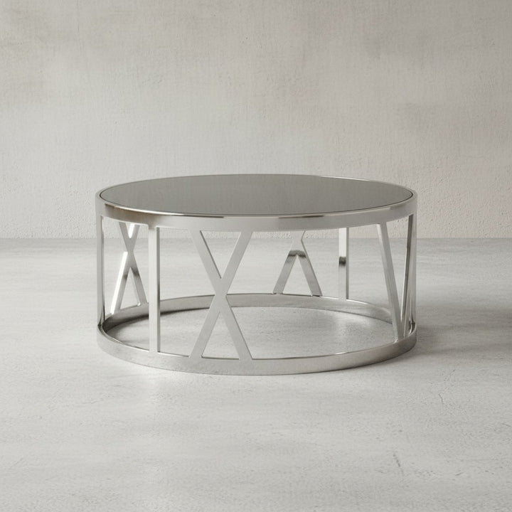 Couchtisch STABILUX_ Durchsichtige Glasplatte_ schwarzes Metallgestell_ 60x60x30 cm_ handgefertigt_ 20 kg Belastbarkeit - KADIMA DESIGN_Farbe_ Silber_ Größe_ 60x60x30 cm_