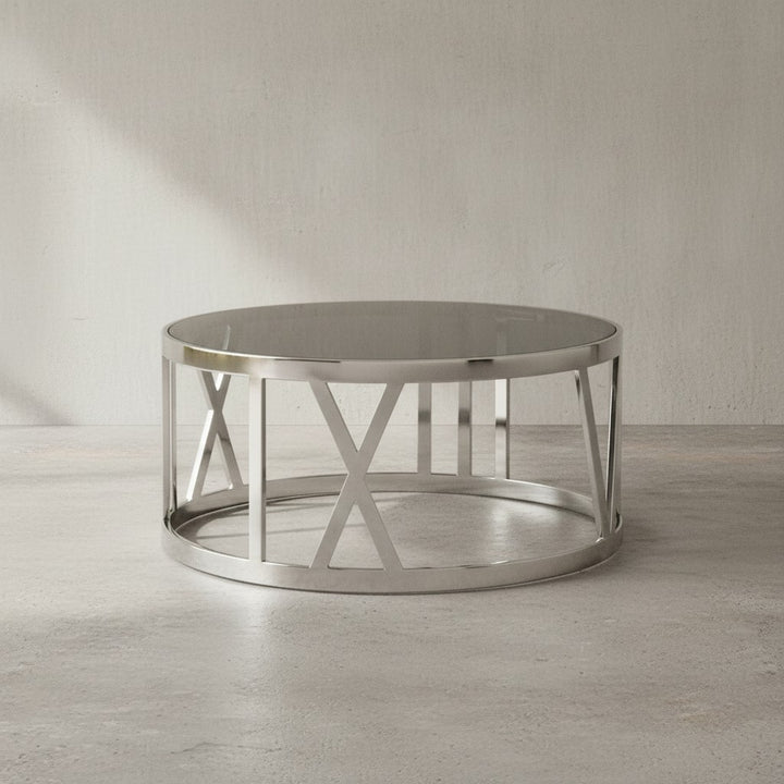 Couchtisch STABILUX_ Durchsichtige Glasplatte_ schwarzes Metallgestell_ 60x60x30 cm_ handgefertigt_ 20 kg Belastbarkeit - KADIMA DESIGN_Farbe_ Silber_ Größe_ 60x60x30 cm_
