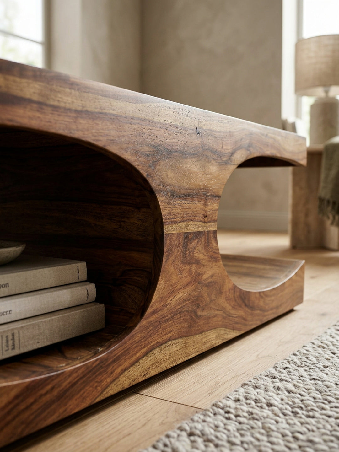 Couchtisch TEKO Massivholz_ 2 Ablagefächer_ 118x38x70 cm_ handgefertigt_ pflegeleicht - KADIMA DESIGN_Farbe_ Braun_ Größe_ 118x70x38 cm_