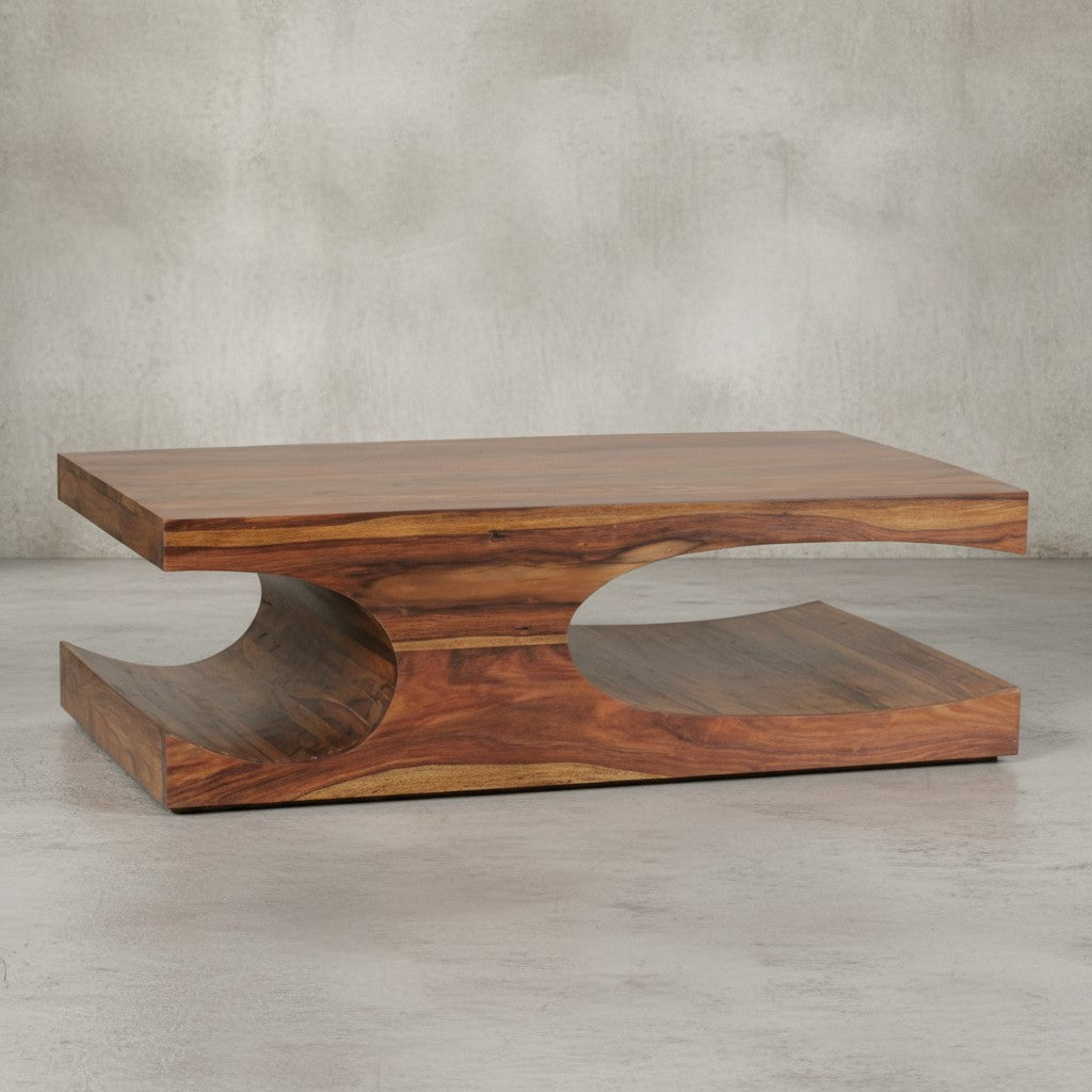 Couchtisch TEKO Massivholz_ 2 Ablagefächer_ 118x38x70 cm_ handgefertigt_ pflegeleicht - KADIMA DESIGN_Farbe_ Braun_ Größe_ 118x70x38 cm_