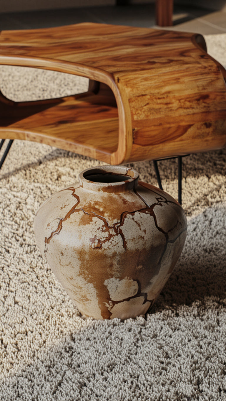 Couchtisch Sheesham Massivholz mit einzigartigem Design und Stauraum – moderner Tisch fürs Wohnzimmer