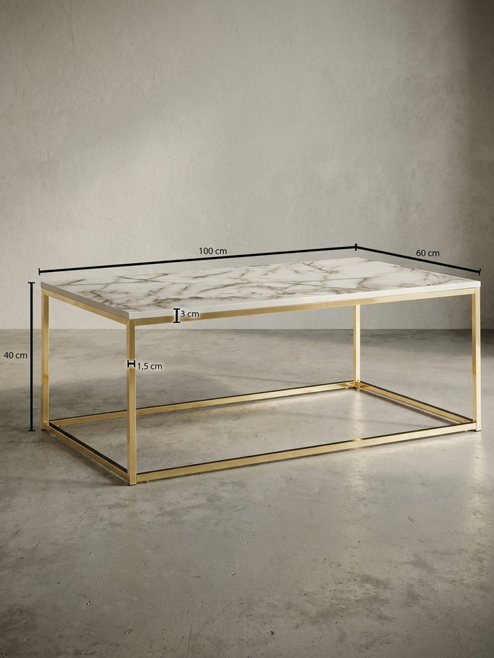 Technische Zeichnung des Couchtischs mit exakten Maßen: Länge 100 cm, Breite 60 cm und Höhe 40 cm für eine perfekte Planung im Wohnzimmer._