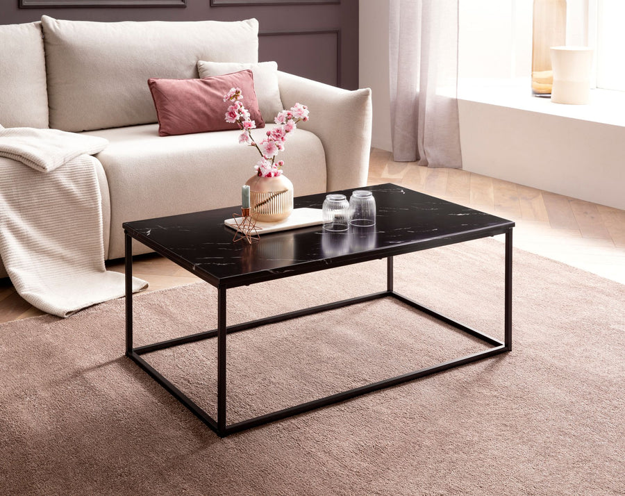 Couchtisch MARBRIX_ Marmor-Optik_ Belegschaft_ 100x60 cm_ robust_ pflegeleicht - KADIMA DESIGN_Farbe_ Schwarz_ Größe_ 100x60x40 cm_