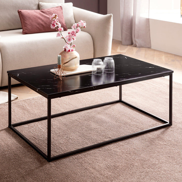 Couchtisch MARBRIX_ Marmor-Optik_ Belegschaft_ 100x60 cm_ robust_ pflegeleicht - KADIMA DESIGN_Farbe_ Schwarz_ Größe_ 100x60x40 cm_