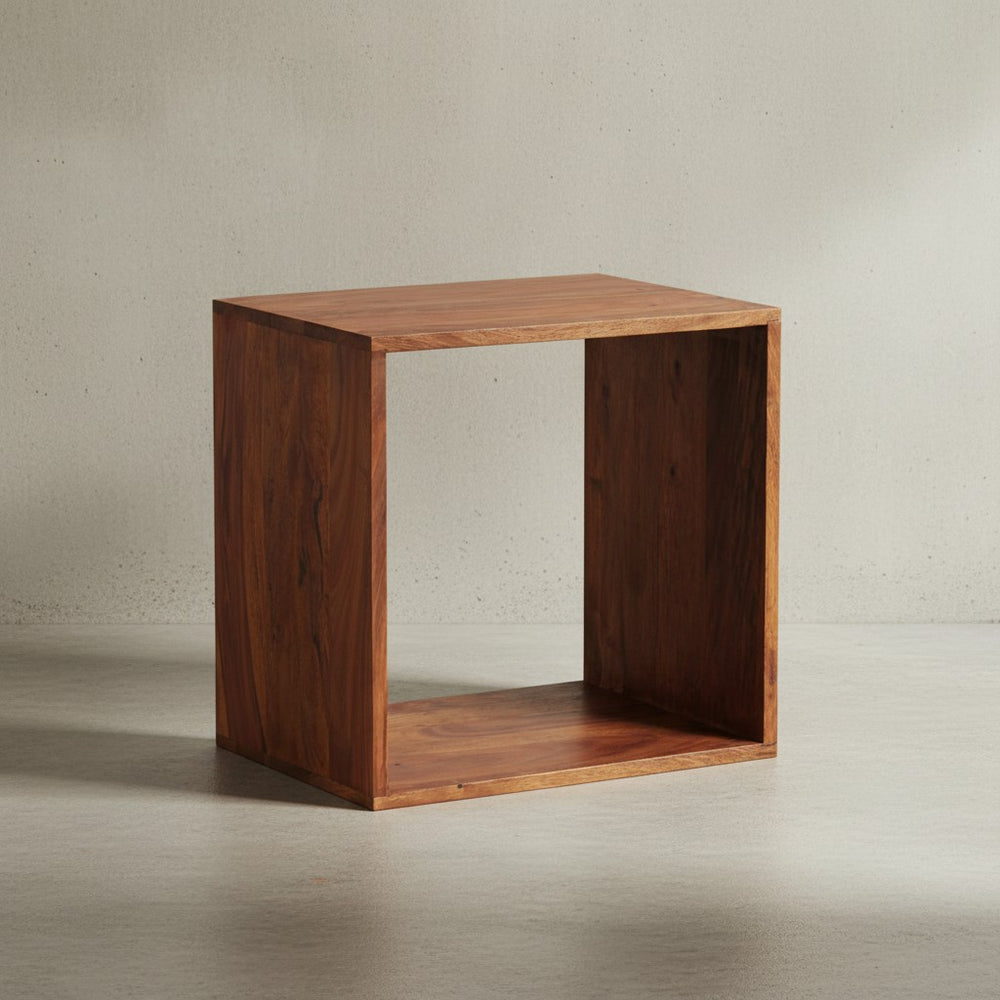 Cube Regal NAKO_ Massivholz_ Beistelltisch/Bücherregal_ vielseitig_ pflegeleicht - KADIMA DESIGN_Farbe_ Braun_ Größe_ 43x33x43 cm_