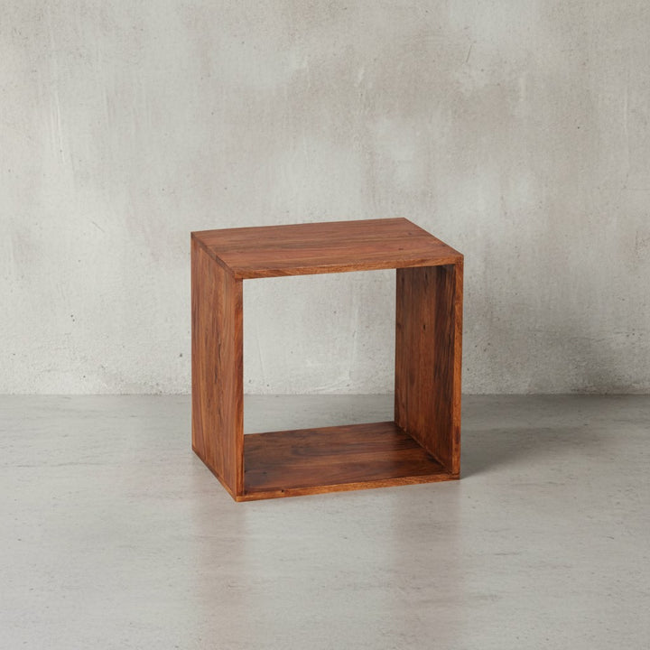 Cube Regal NAKO_ Massivholz_ Beistelltisch/Bücherregal_ vielseitig_ pflegeleicht - KADIMA DESIGN_Farbe_ Braun_ Größe_ 43x33x43 cm_