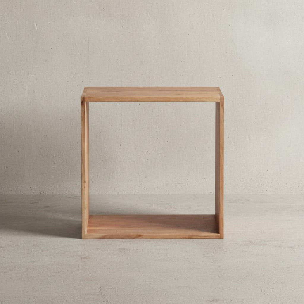Cube Regal NAKO_ Massivholz_ Beistelltisch/Bücherregal_ vielseitig_ pflegeleicht - KADIMA DESIGN_Farbe_ Beige_ Größe_ 43x33x43 cm_