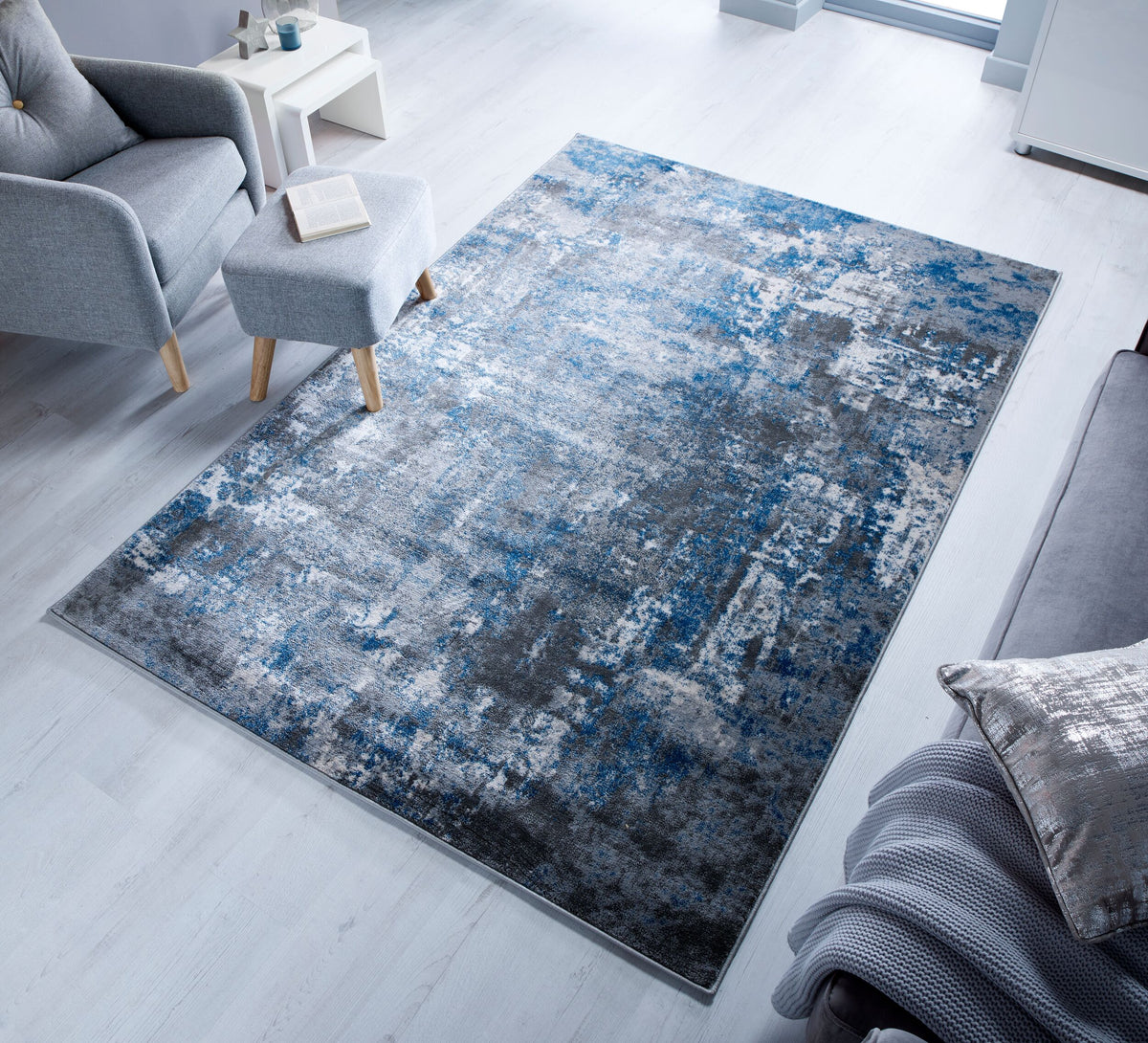Abstrakte Kunst-Teppiche in Premium-Qualität_Grau_Rechteckig_