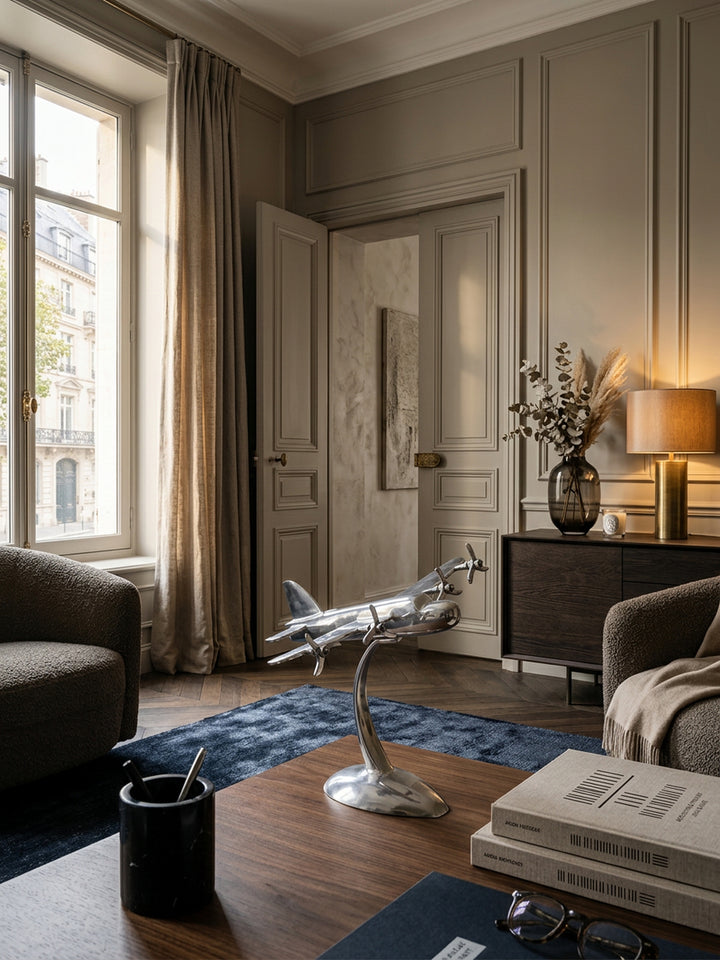 Deko Flugzeug Propeller aus Aluminium_ 42x30 cm_ elegantes Design_ handgefertigt_ robuste und langlebige Konstruktion - KADIMA DESIGN_Größe_ 42x30x42 cm_