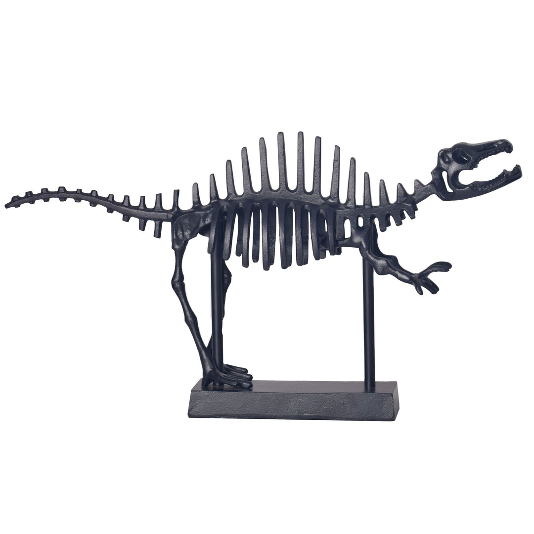 Dekofigur T-Rex Aluminium Schwarz Dino Statue 62 cm mit Sockel - Design Metall Deko Alu Modern - Tischdeko Wohndeko Aluminiumdekoration - Dekoration Wohnaccessoire_