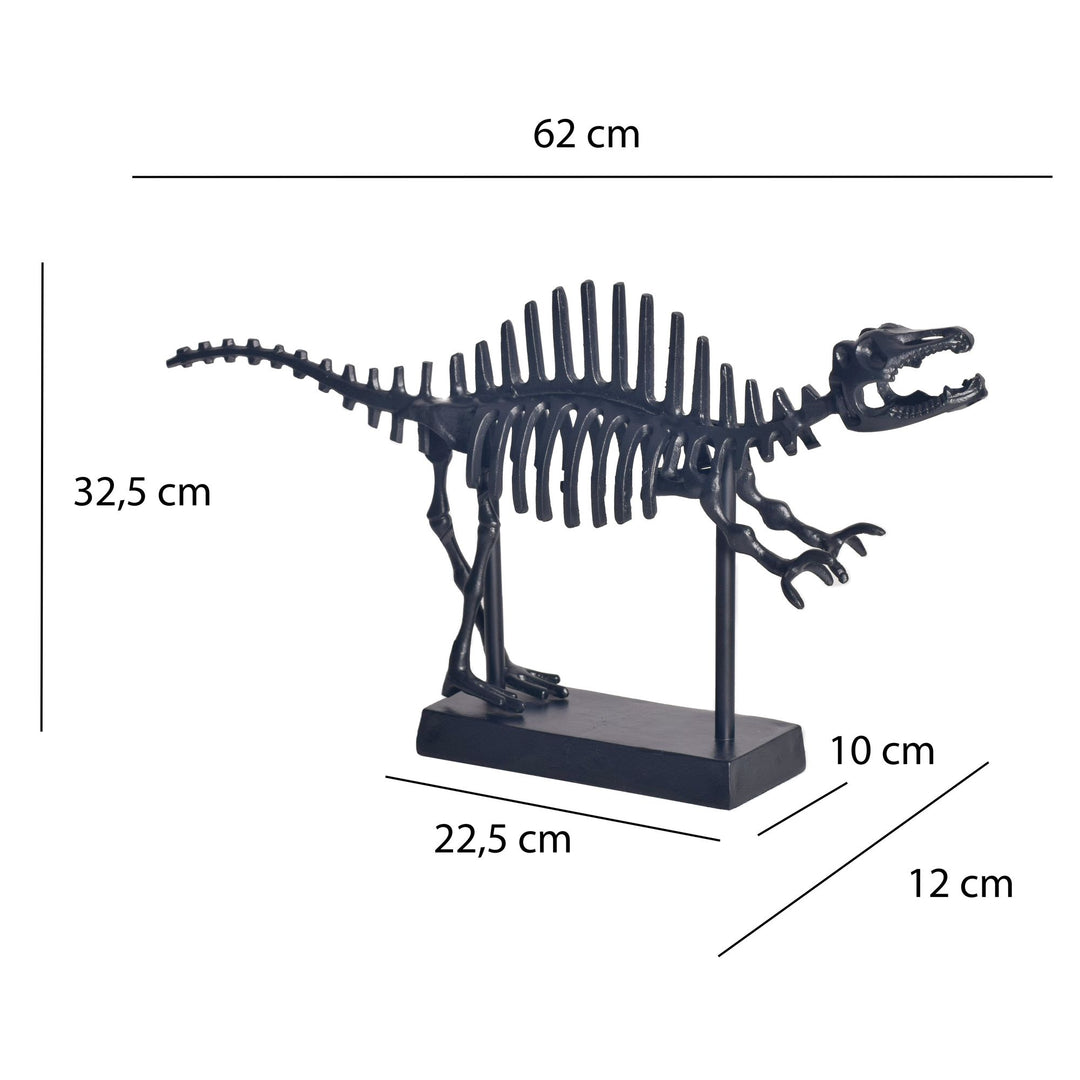 Dekofigur T-Rex Aluminium Schwarz Dino Statue 62 cm mit Sockel - Design Metall Deko Alu Modern - Tischdeko Wohndeko Aluminiumdekoration - Dekoration Wohnaccessoire_