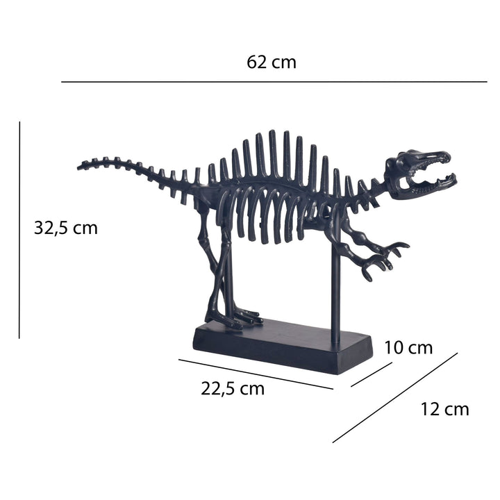 Dekofigur T-Rex Aluminium Schwarz Dino Statue 62 cm mit Sockel - Design Metall Deko Alu Modern - Tischdeko Wohndeko Aluminiumdekoration - Dekoration Wohnaccessoire_